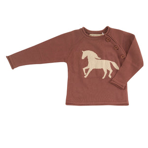 Raglan jumper - rose horse, 3-4y