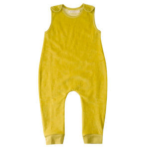 Velour playsuit - Lemon, 0-3m