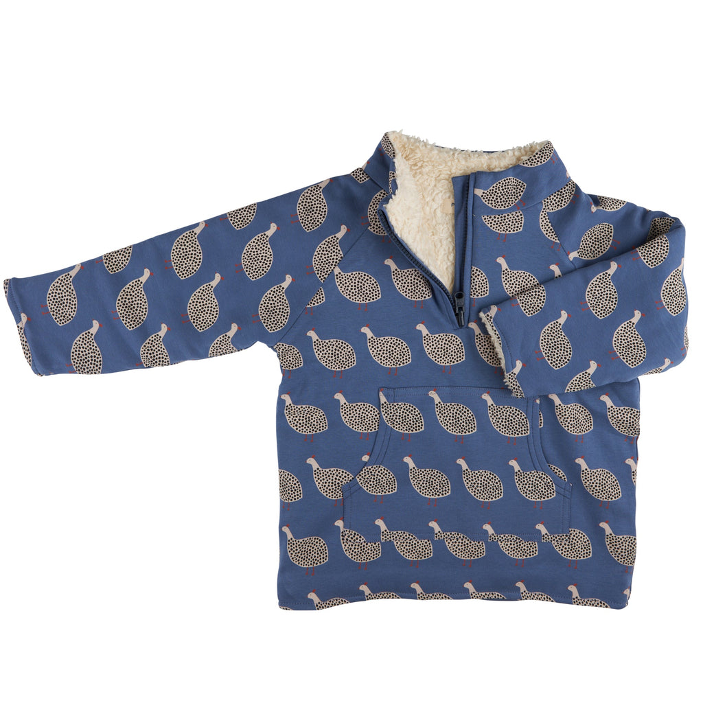 Fleece-Lined Top - Guinea Fowl, Night Blue