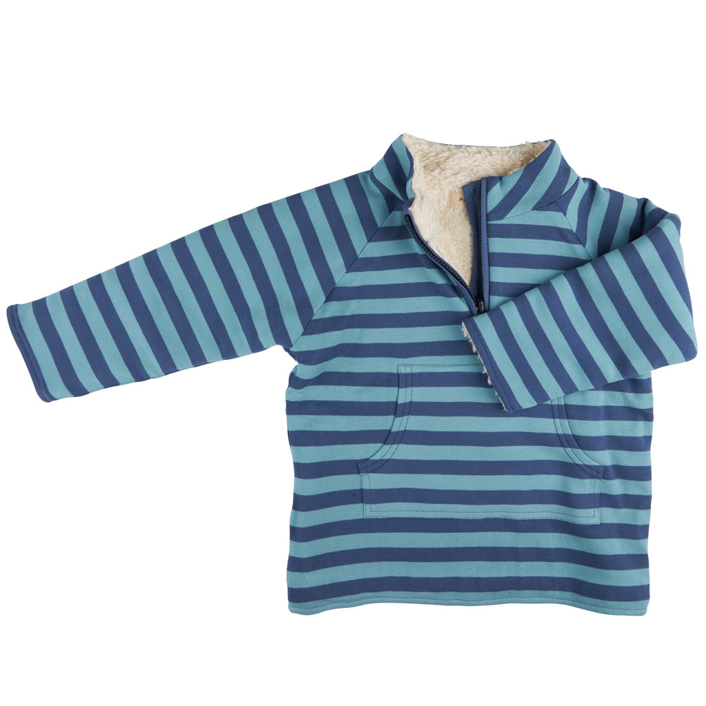 Fleece-Lined Top (Breton Stripe) - Night Blue/Azure