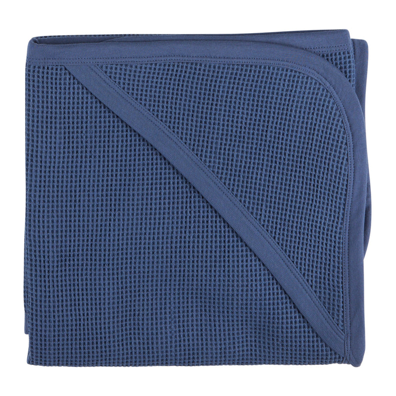 Hooded Blanket (Waffle) - Night Blue