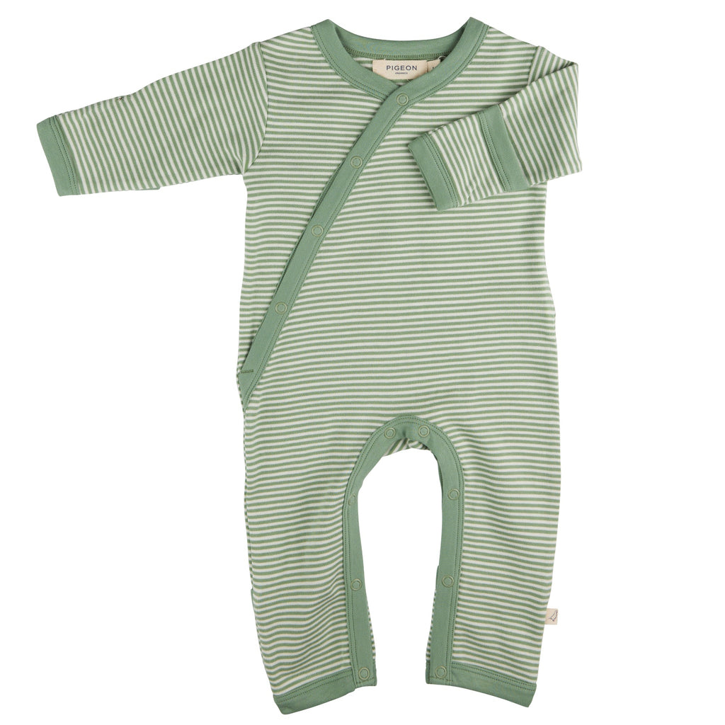 Kimono Romper (Fine Stripe) - Basil