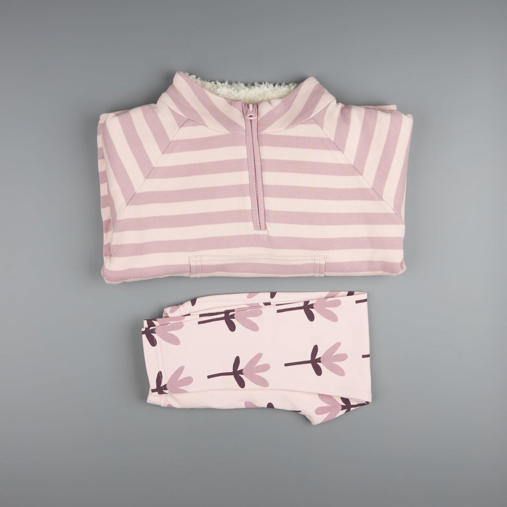 Fleece-Lined Top (Breton Stripe) - Pink