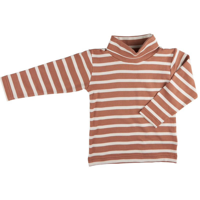 Polo Neck Top (Breton Stripe) - Macaroon