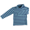 Polo Neck Top (Breton Stripe) - Night Blue/Azure