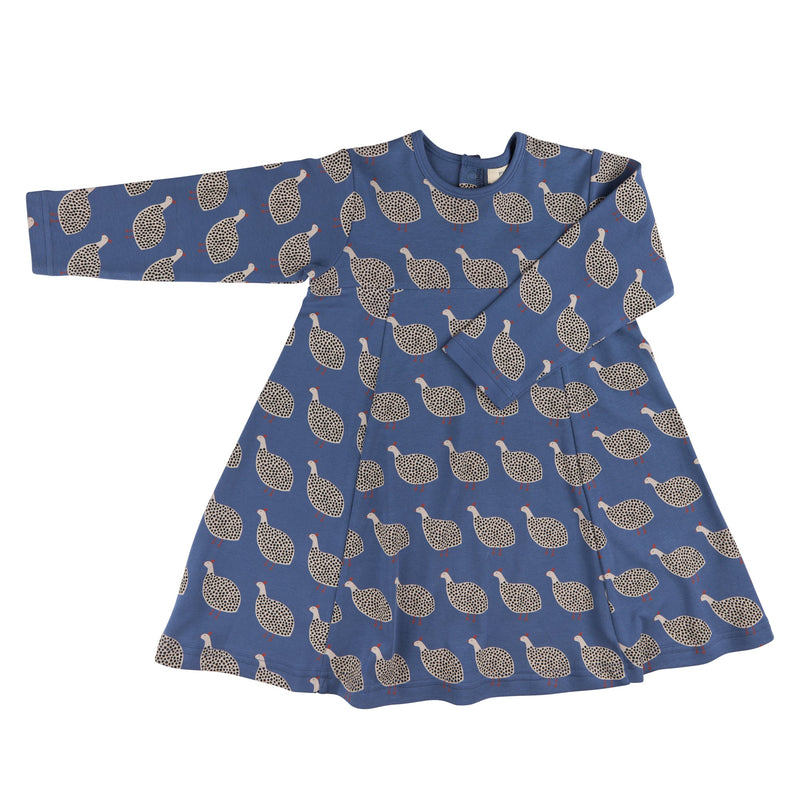 Skater Dress - Guinea Fowl, Night Blue