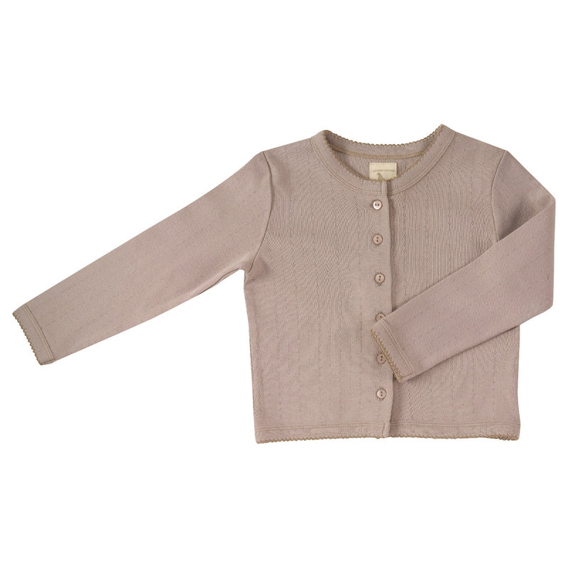 Pointelle cardigan - Taupe, 7-8y