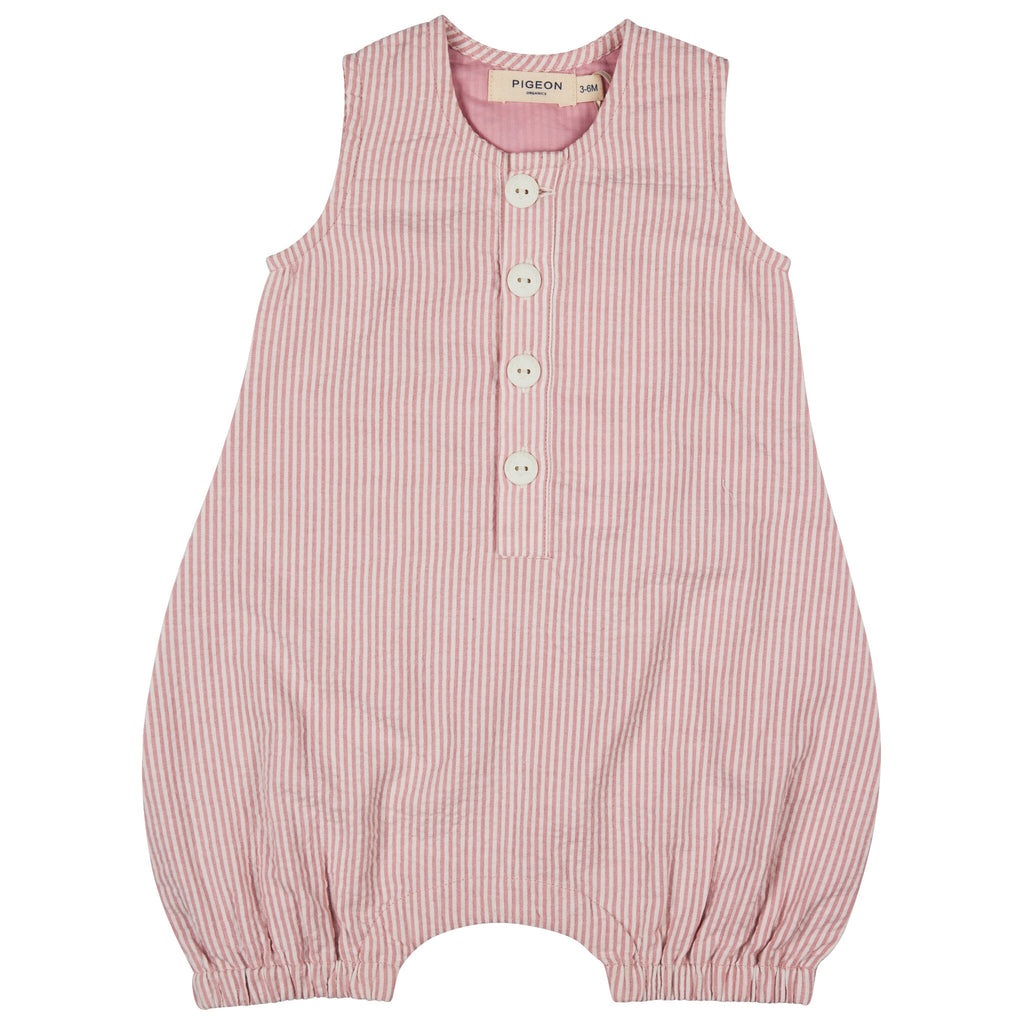 Baby All-In-One (Seersucker Stripe) - Pink