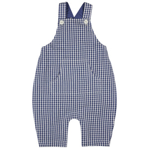 Baby Dungarees (Seersucker Check) - Dusty Blue