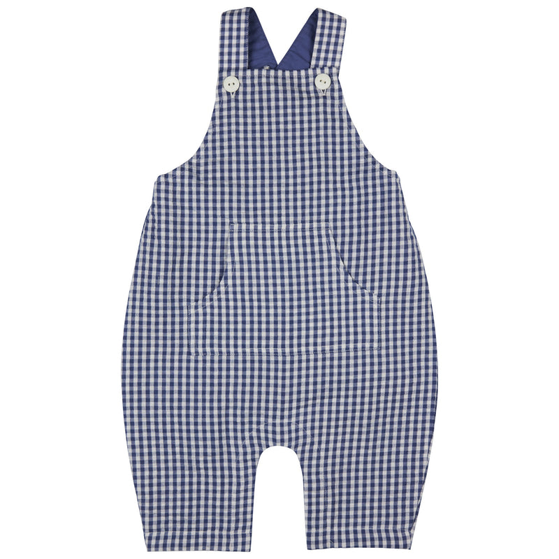 Baby Dungarees (Seersucker Check) - Dusty Blue