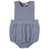 Bib Romper (Seersucker Check) - Dusty Blue