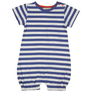 Breton Playsuit - Dusty Blue/White