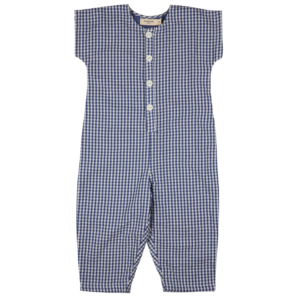 Jumpsuit (Seersucker Check) - Dusty Blue