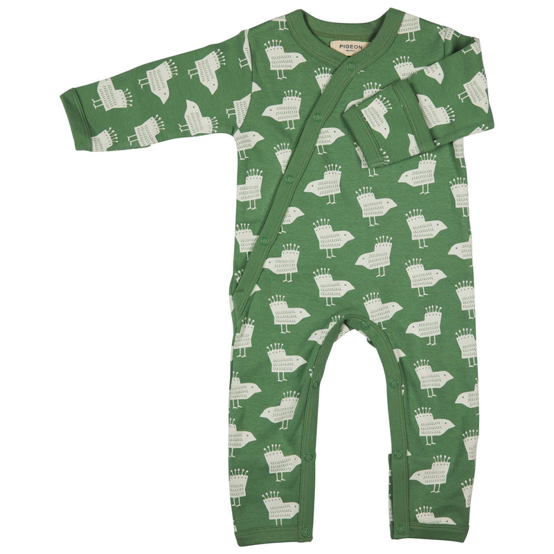 Kimono Romper - Birds On Green