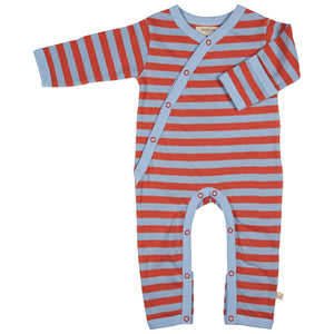 Kimono Romper (Breton Stripe) - Orange/Blue