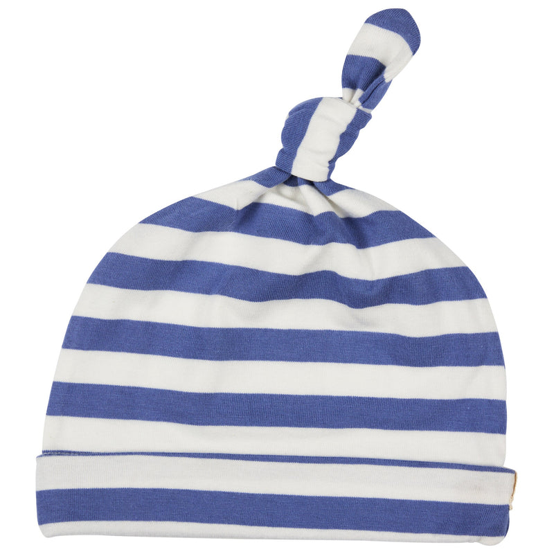 Knotted Hat (Breton Stripe) - Dusty Blue/White