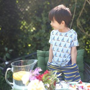 Breton Shorts - Dusty Blue/Yellow