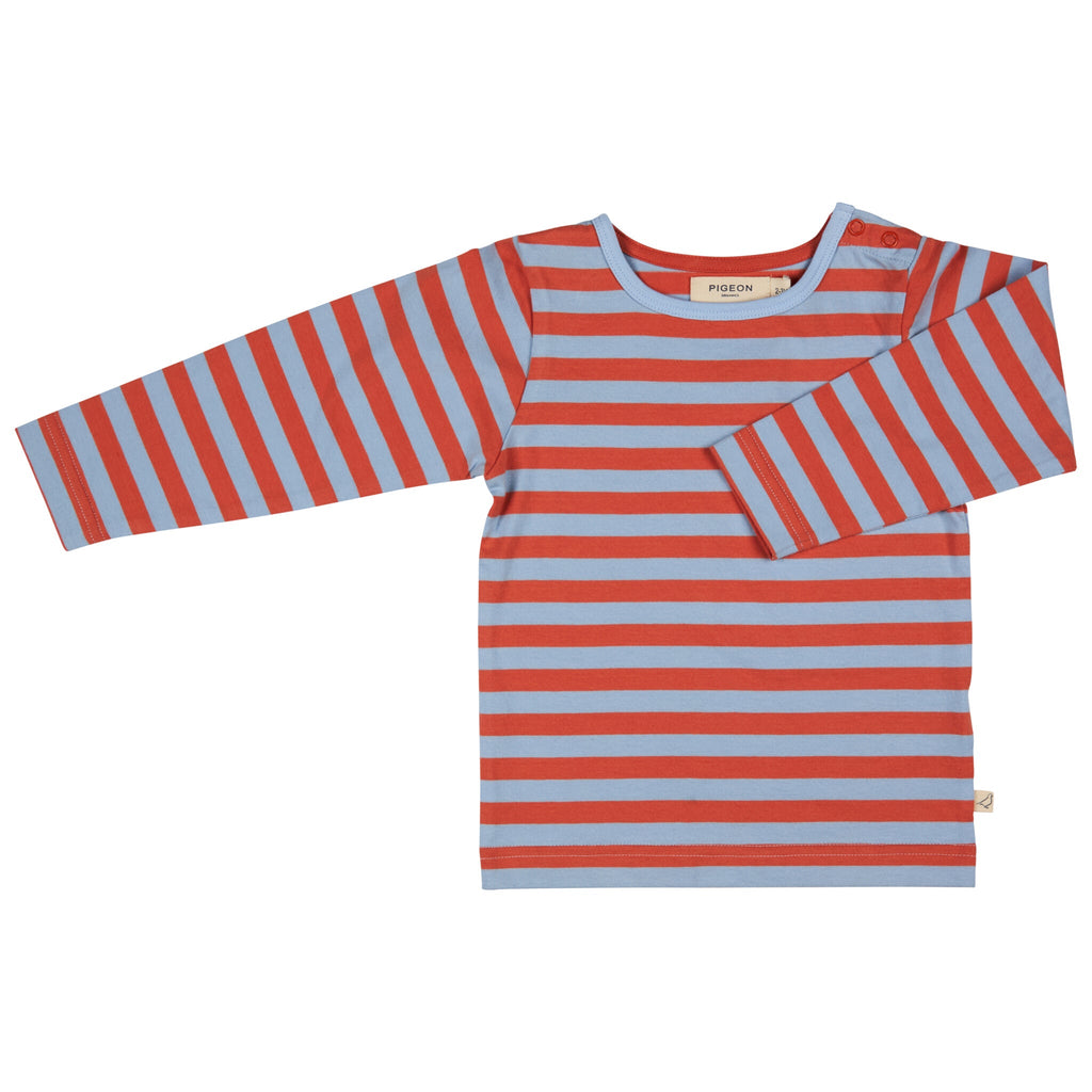 Long Sleeve T-Shirt (Breton Stripe) - Orange/Blue