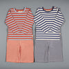 Long Sleeve T-Shirt (Breton Stripe) - Dusty Blue/White