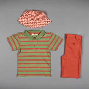 Reversible Sun Hat (Seersucker Check) - Orange