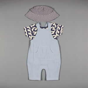 Baby Dungarees (Muslin) - Pale Blue