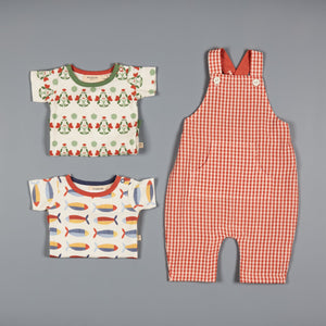 Baby Dungarees (Seersucker Check) - Orange