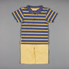 Polo Shirt - Dusty Blue/Yellow