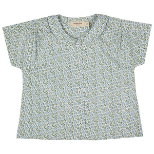 Peter Pan Collar Blouse - Ditsy, Blue