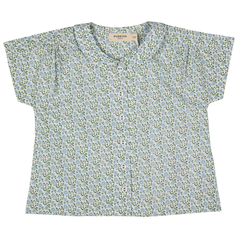 Peter Pan Collar Blouse - Ditsy, Blue