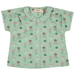 Peter Pan Collar Blouse - Jellyfish, Green