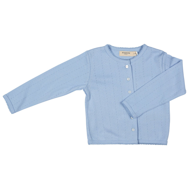 Pointelle Cardigan - Pale Blue