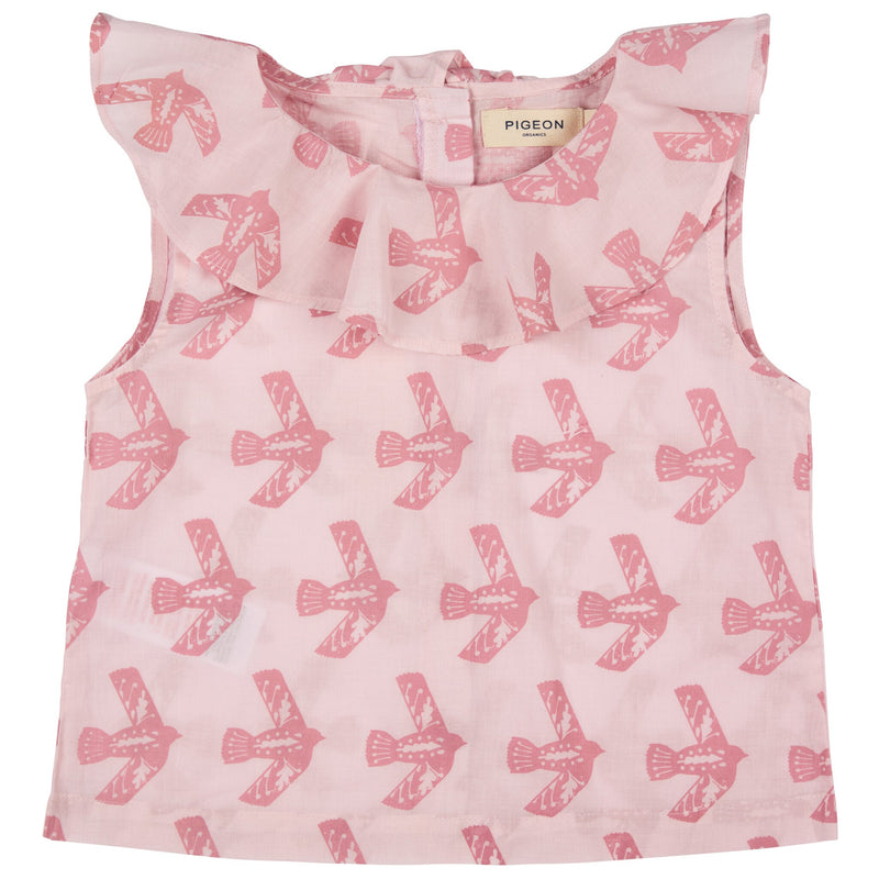 Ruffle Neck Top - Flying Bird