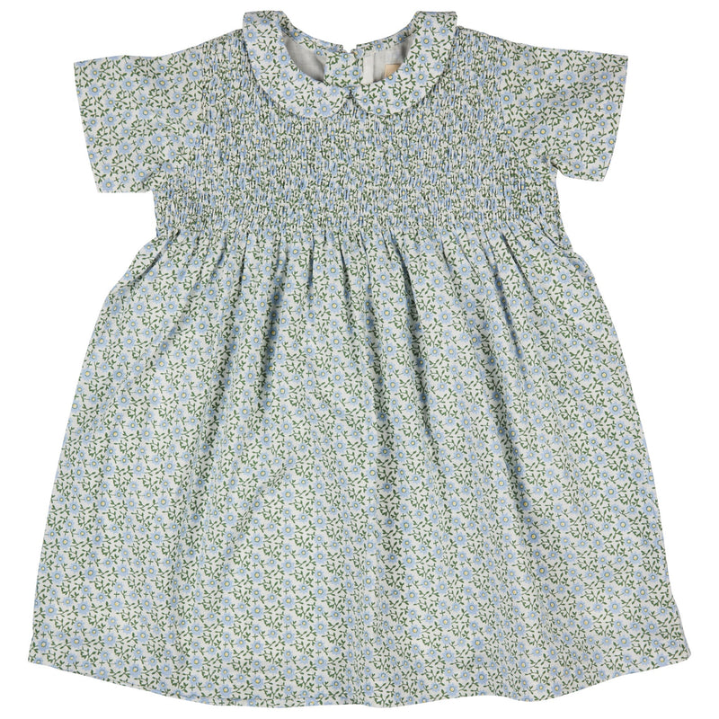 Smock Peter Pan Collar Dress - Ditsy, Blue