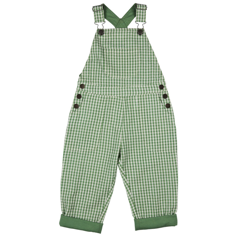 Worker Dungarees (Seersucker Check) - Green