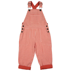 Worker Dungarees (Seersucker Check) - Orange