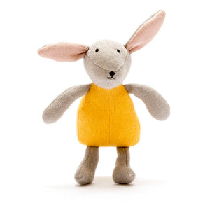 Organic Knitted Bunny Soft Toy - Mustard